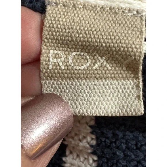 Roxy Cardigan Sweater Women's Navy Blue White Striped Classic M Long Line Cotton - Picture 5 of 9